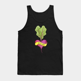 VEGAN HEART BEAT - Watercolor Version - Traditional Tattoo Style Tank Top